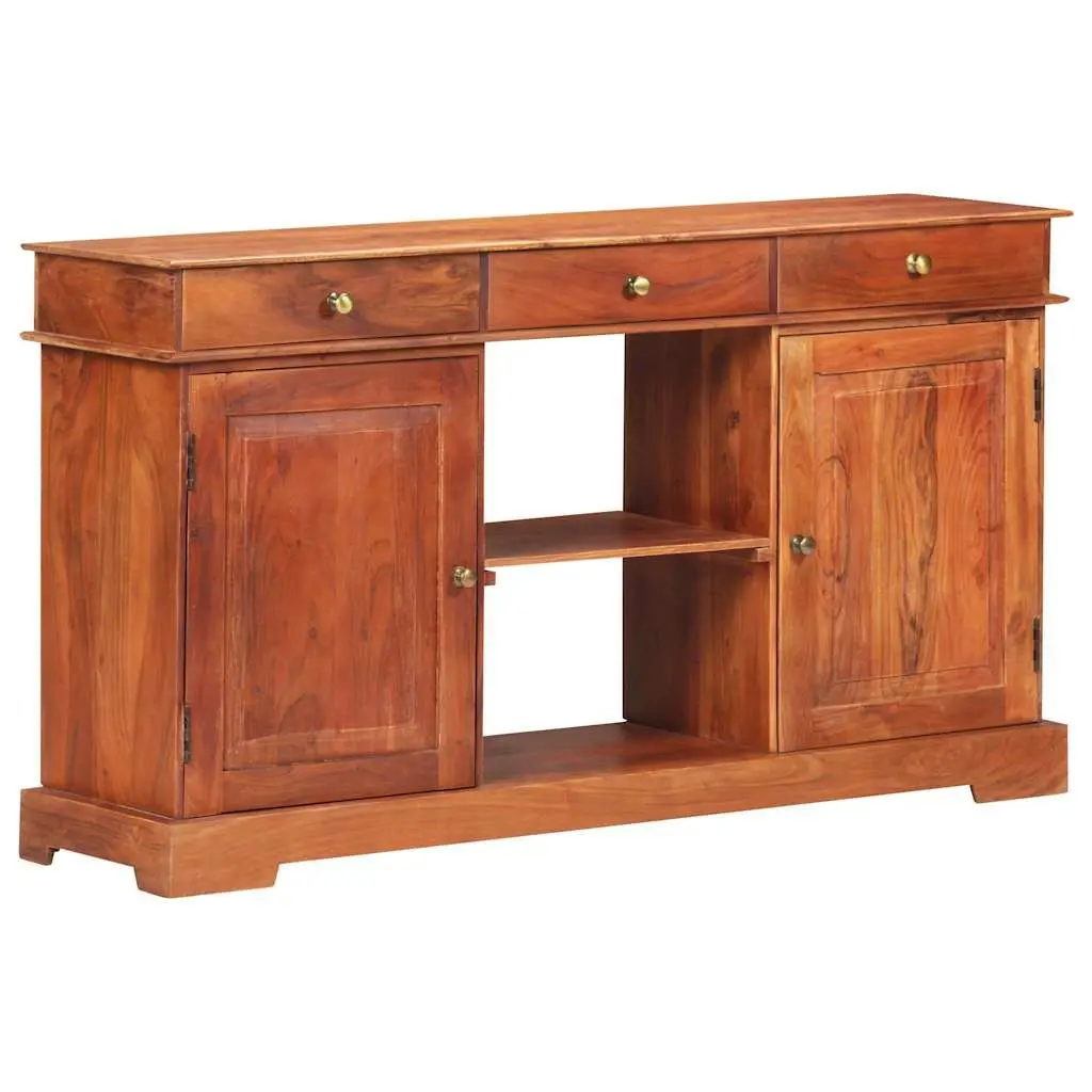 Solid Acacia Wood Sideboard 135x35x75cm Brown Storage Cabinet 2 Doors 3 Drawers
