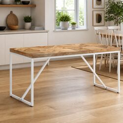 Dining Table 160x70x76cm Solid Acacia Mango Wood Industrial Kitchen Furniture