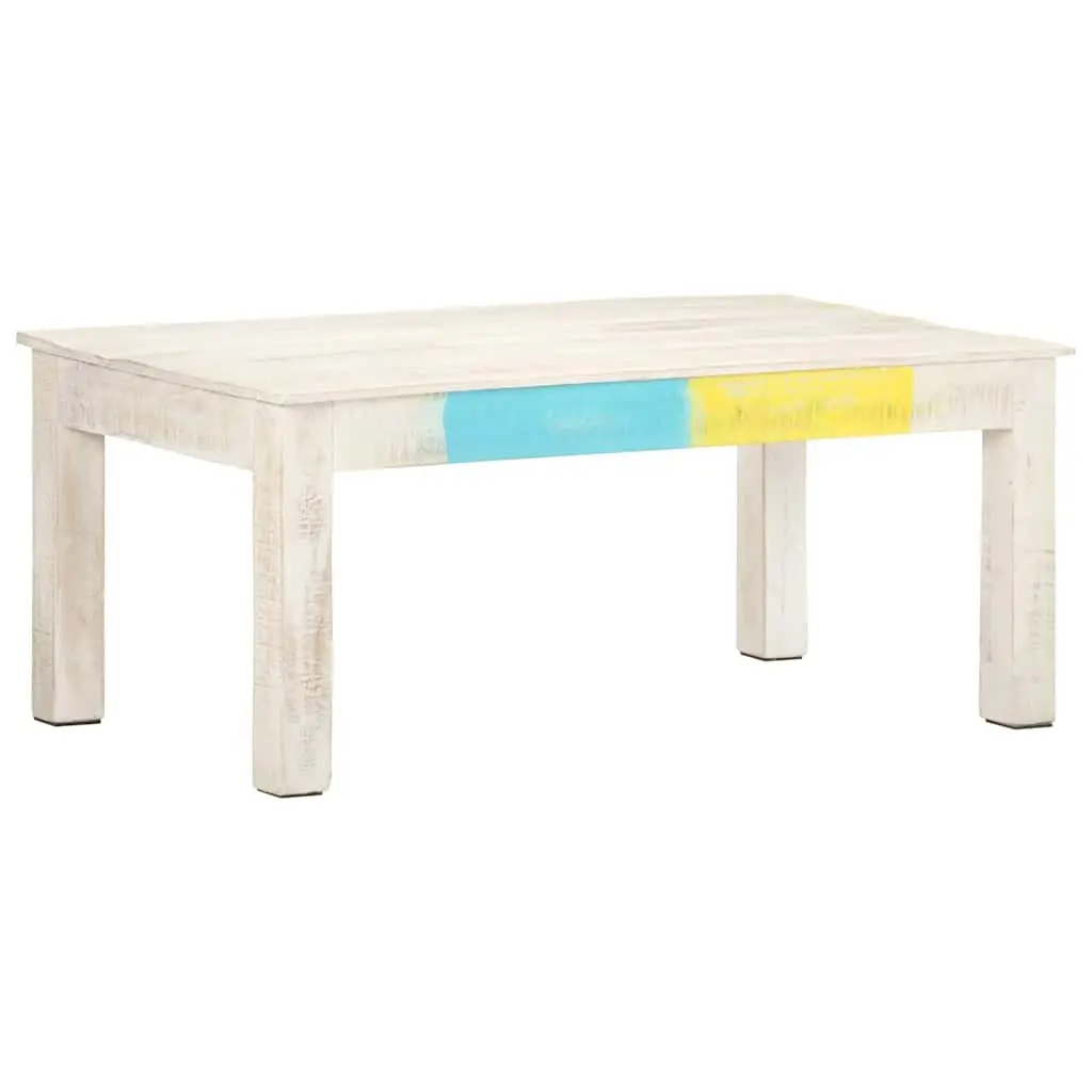 Coffee Table Whitewash Solid Mango Wood 110x60x45 cm