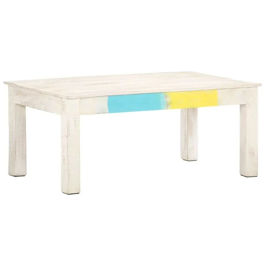 Coffee Table Whitewash Solid Mango Wood 110x60x45 cm