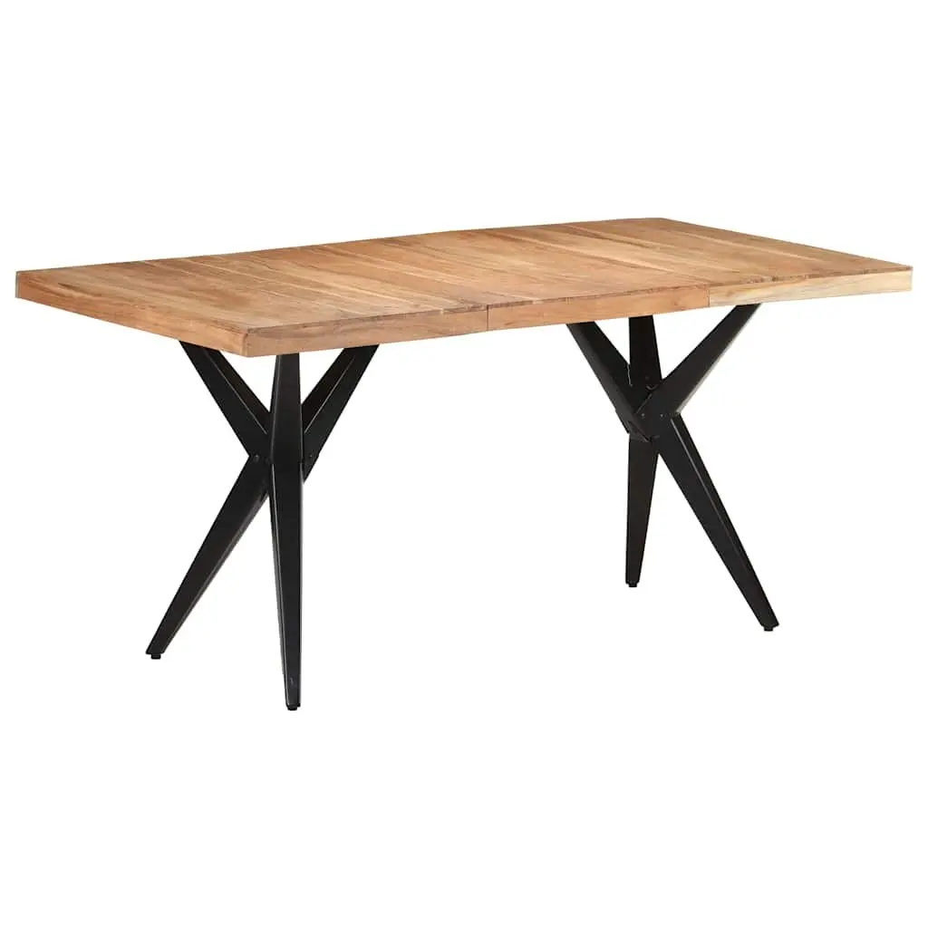 Dining Table 160x80x76 cm Solid Acacia Wood Kitchen Furniture Black