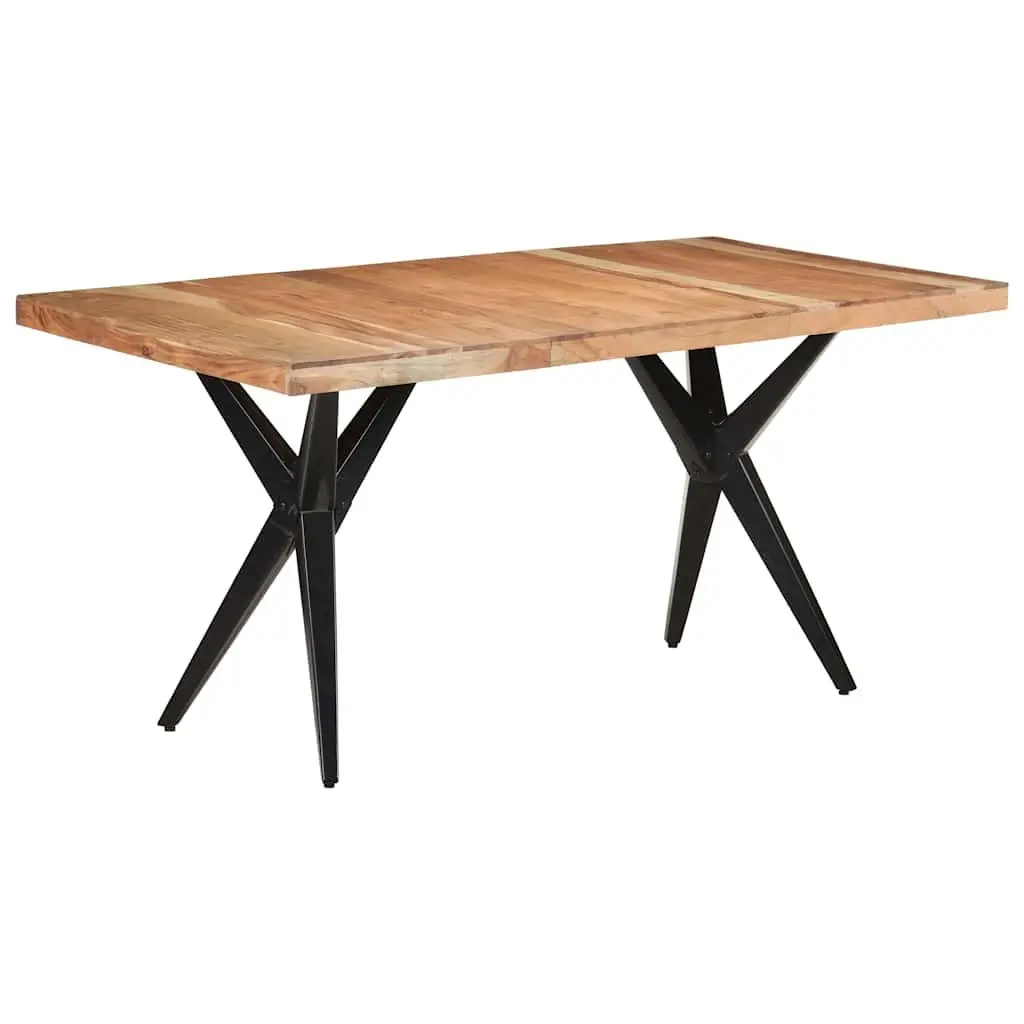 Dining Table 160x80x76 cm Solid Acacia Wood Kitchen Furniture Black