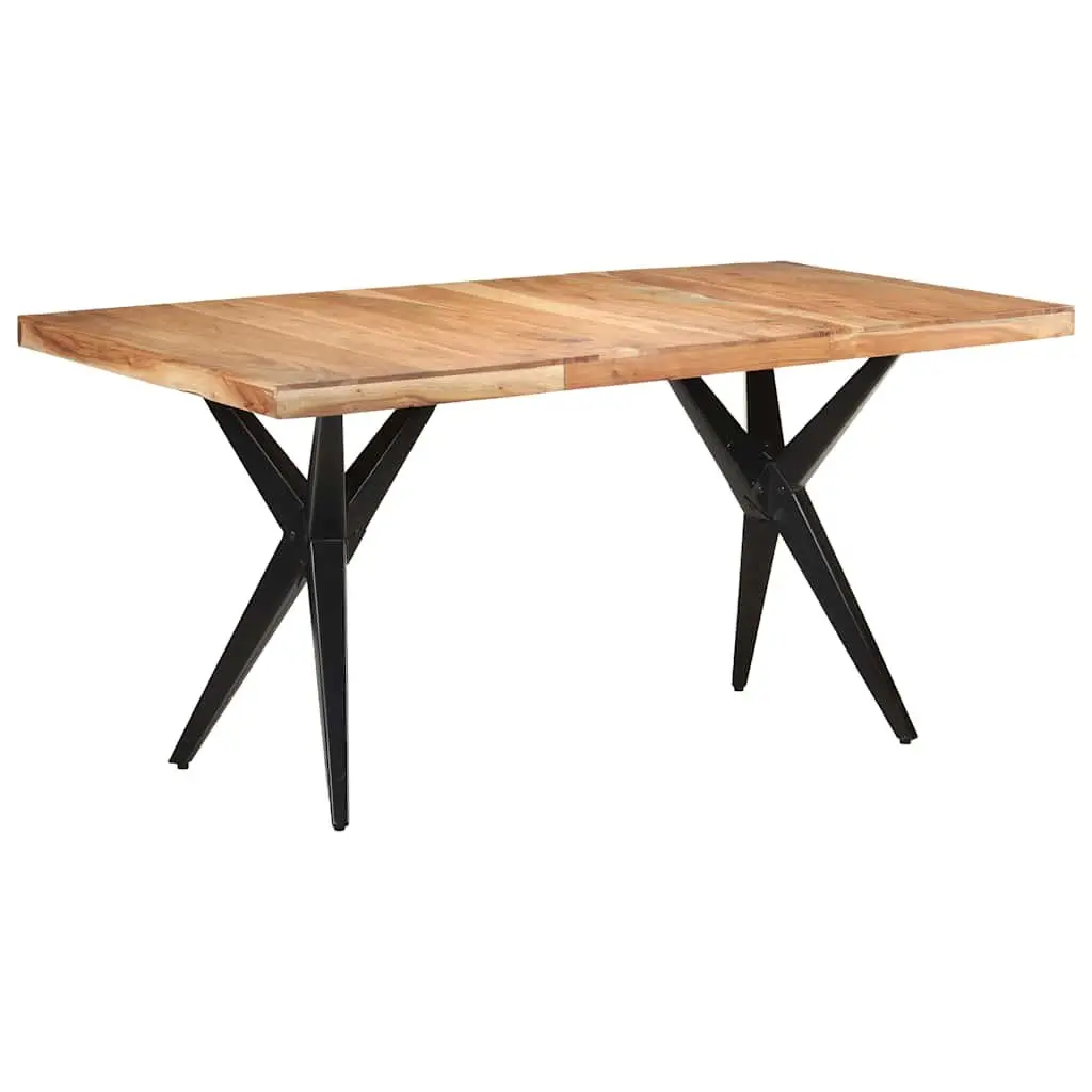 Dining Table 160x80x76 cm Solid Acacia Wood Kitchen Furniture Black