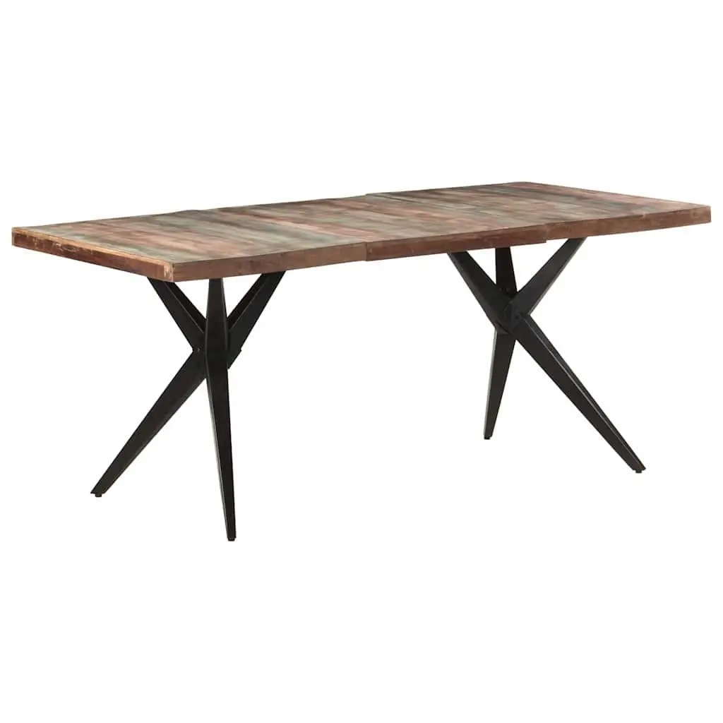 Dining Table 180x90x76cm Solid Reclaimed Wood Kitchen Furniture Black Steel Legs