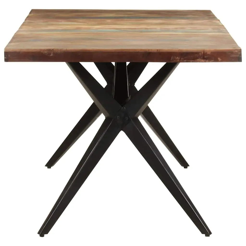 Dining Table 180x90x76cm Solid Reclaimed Wood Kitchen Furniture Black Steel Legs
