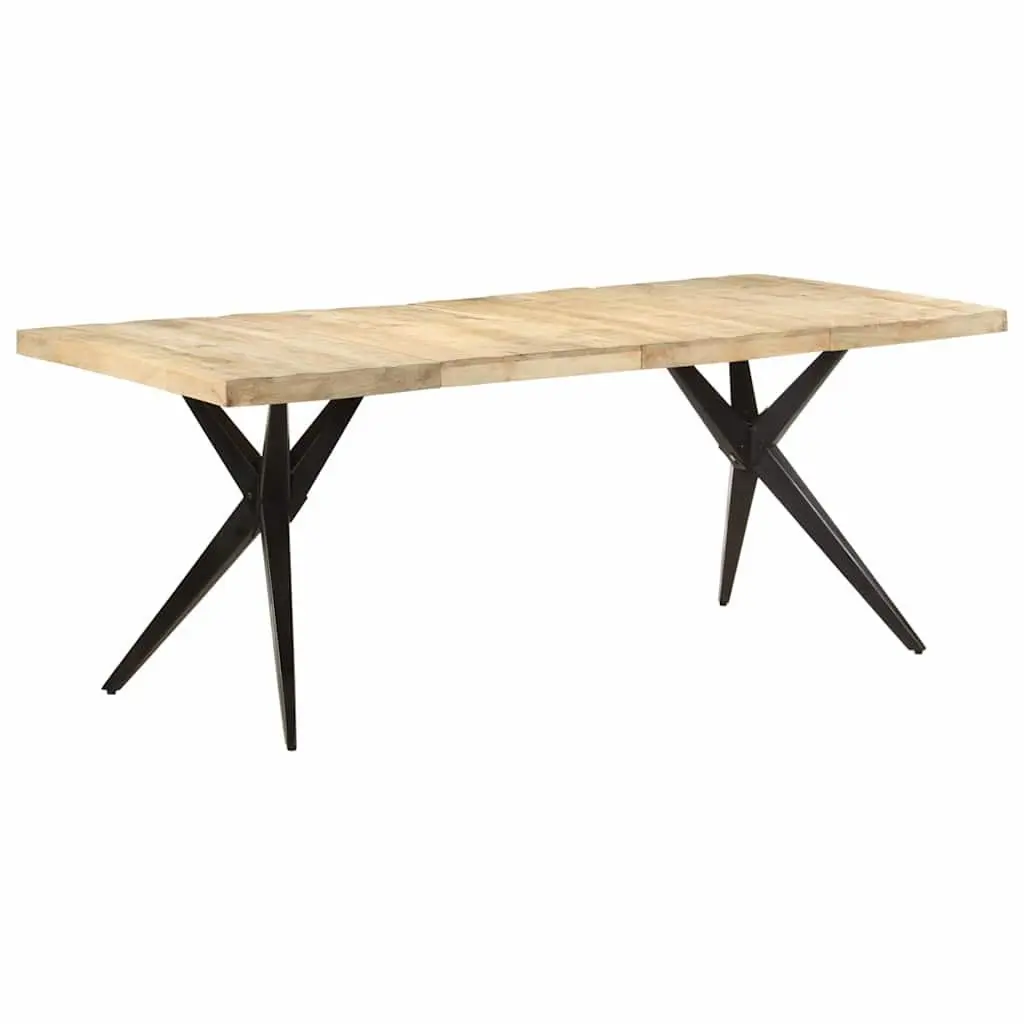 Dining Table Steel Frame Rough Mango Wood 200x90x76cm Durable Kitchen Furniture