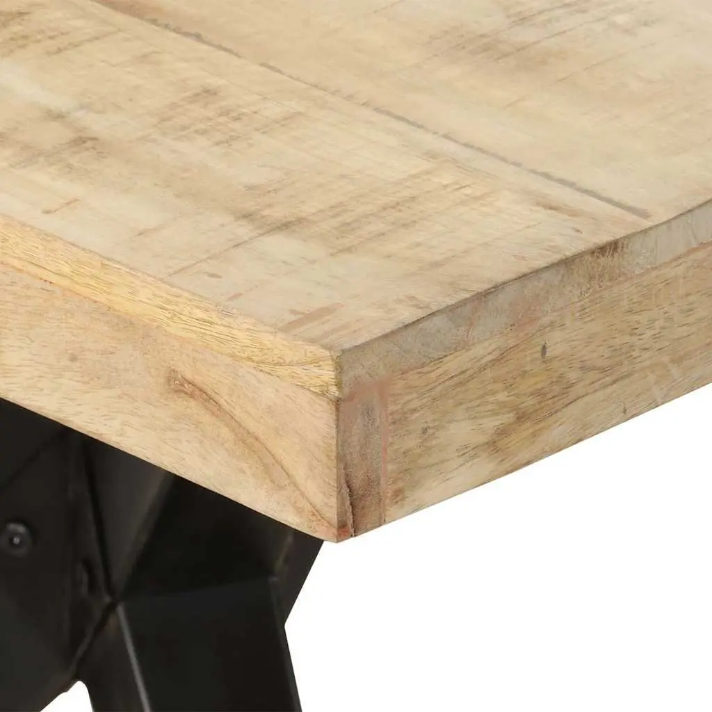 Dining Table Steel Frame Rough Mango Wood 200x90x76cm Durable Kitchen Furniture