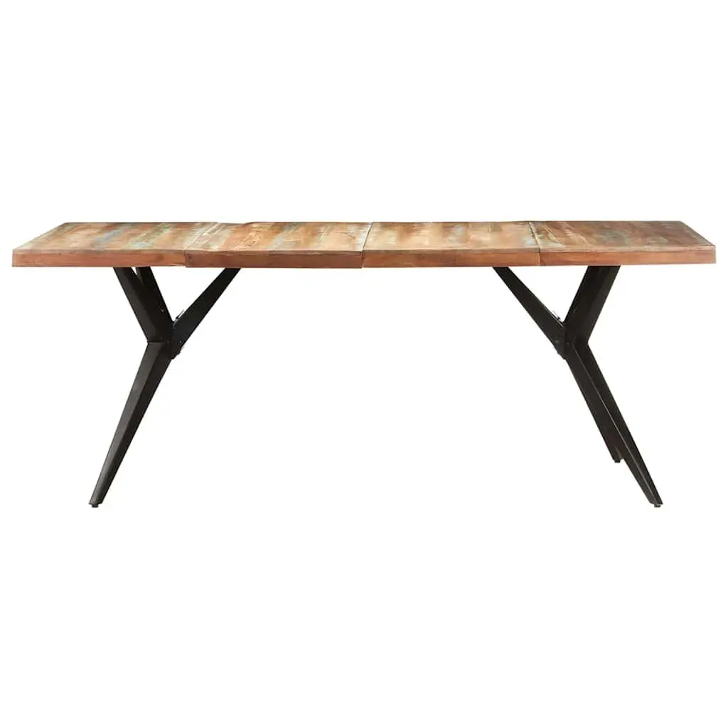 Reclaimed Wood Dining Table Sturdy Powder-Coated Steel Legs 200x90x76cm White