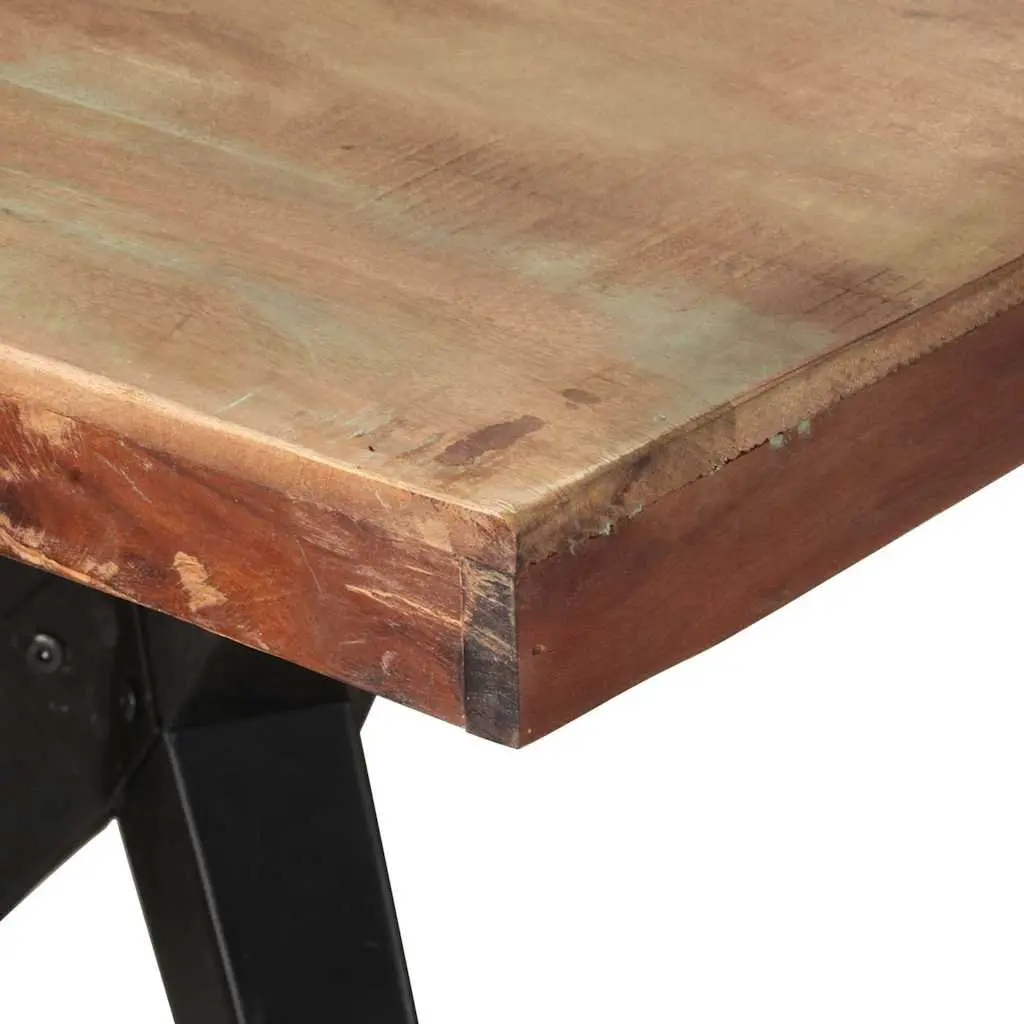Reclaimed Wood Dining Table Sturdy Powder-Coated Steel Legs 200x90x76cm White