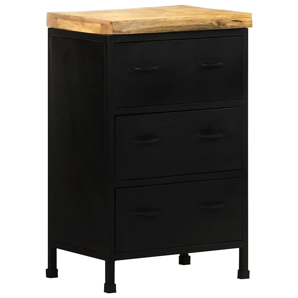 Sideboard Rustic Wood 47x35x76 cm Brown Storage Cabinet with 3 Drawers
