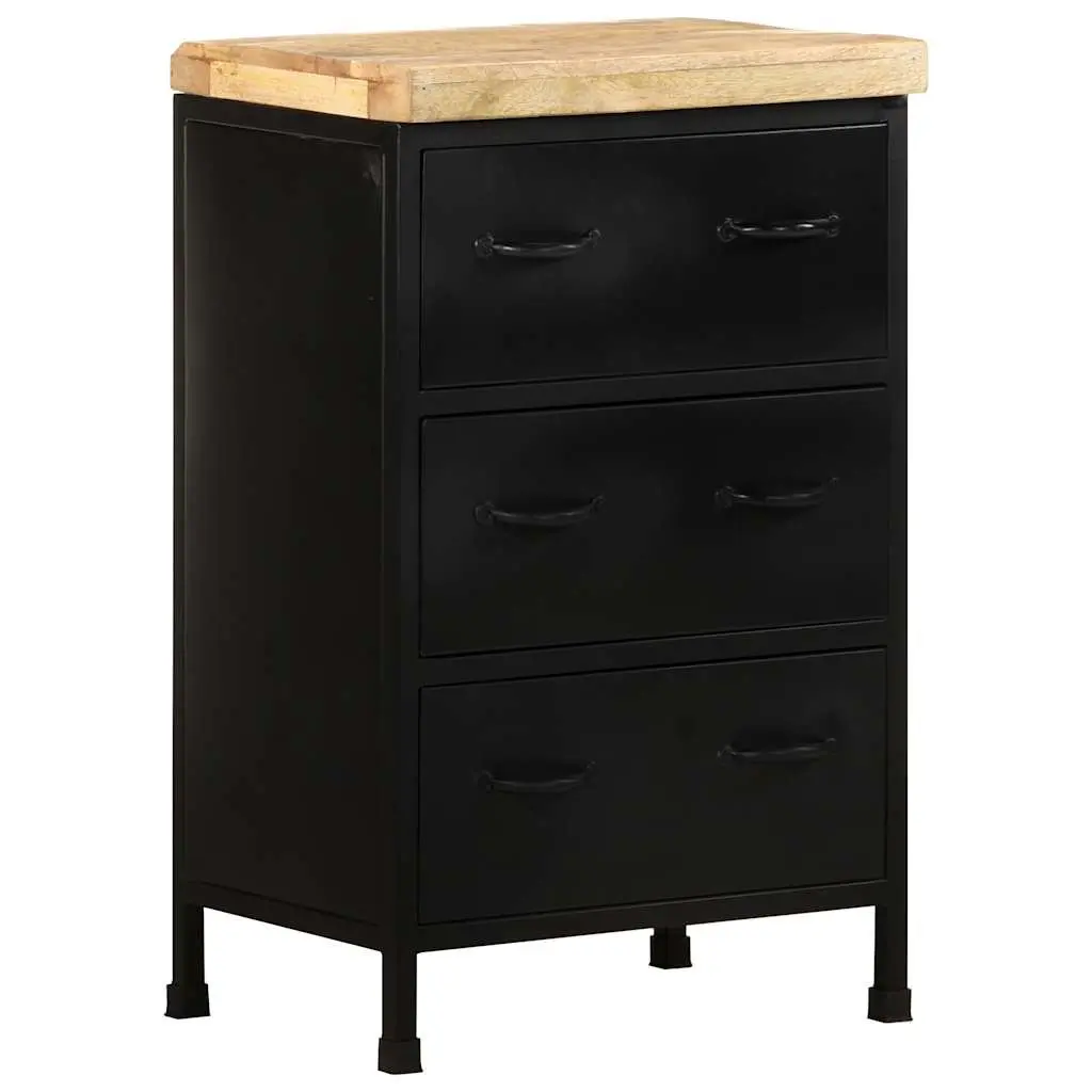 Sideboard Rustic Wood 47x35x76 cm Brown Storage Cabinet with 3 Drawers