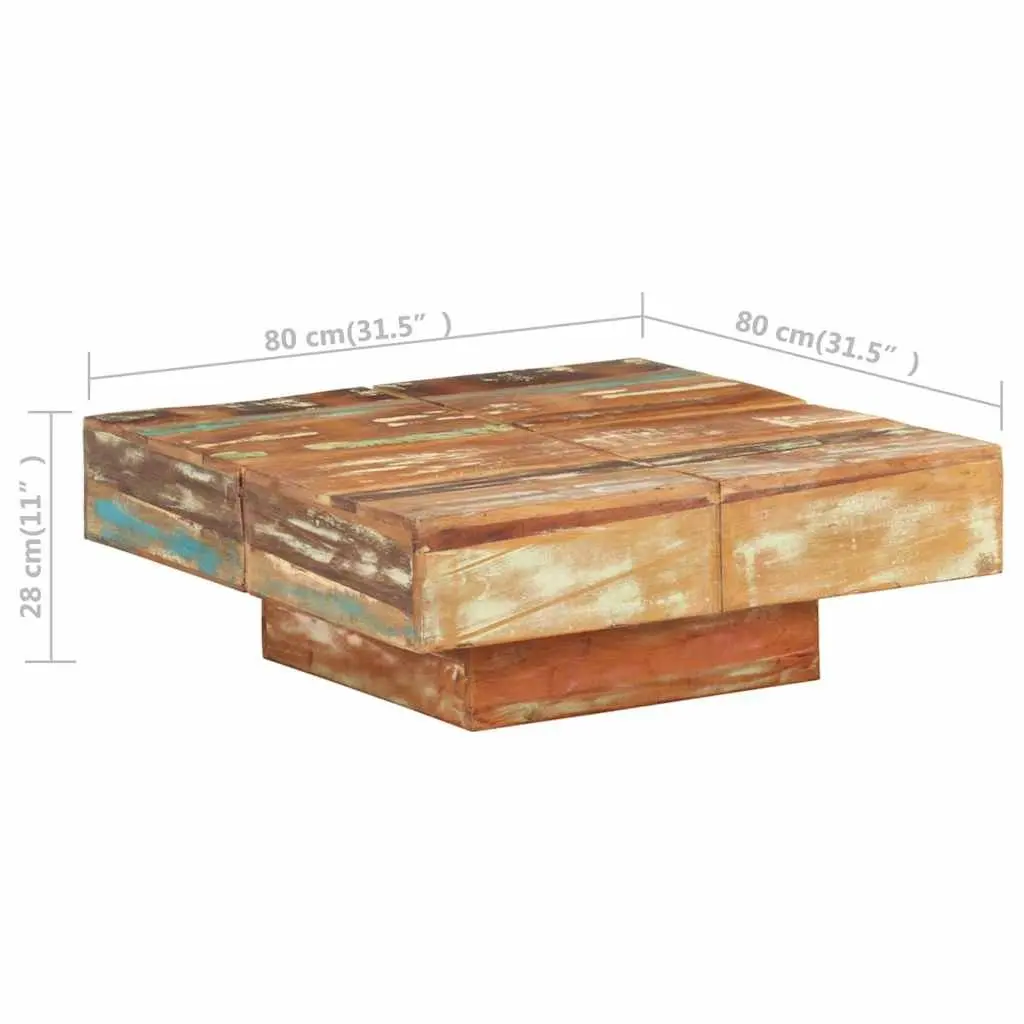 Coffee Table Solid Reclaimed Wood 80x80x28 cm Living Room Accent Furniture Brown