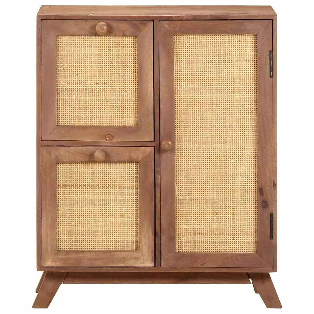 Solid Mango Wood Sideboard Brown Storage Cabinet with Drawers and Door