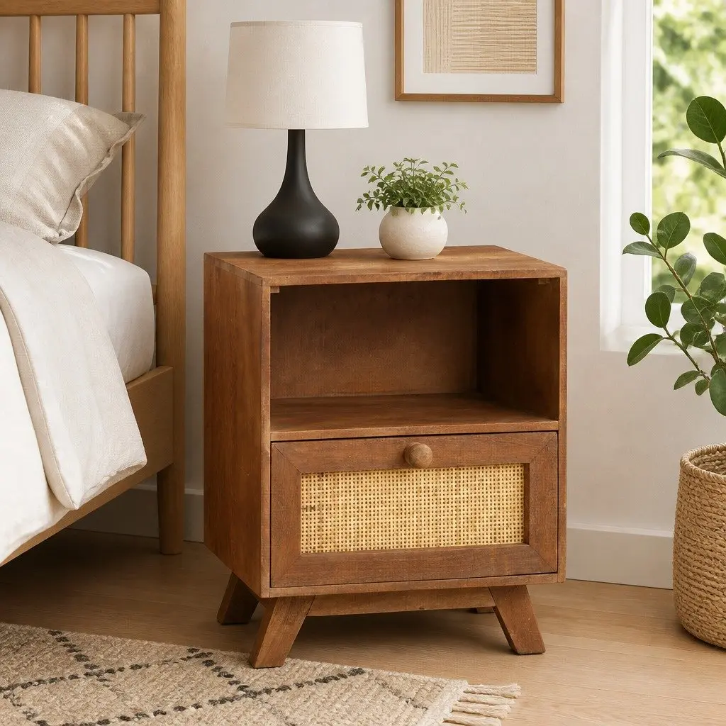 Bedside Cabinet 40x30x50 cm Solid Mango Wood Nightstand Drawer Shelf Brown