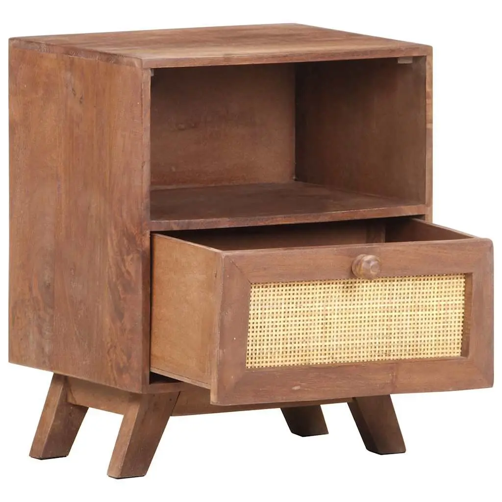 Bedside Cabinet 40x30x50 cm Solid Mango Wood Nightstand Drawer Shelf Brown
