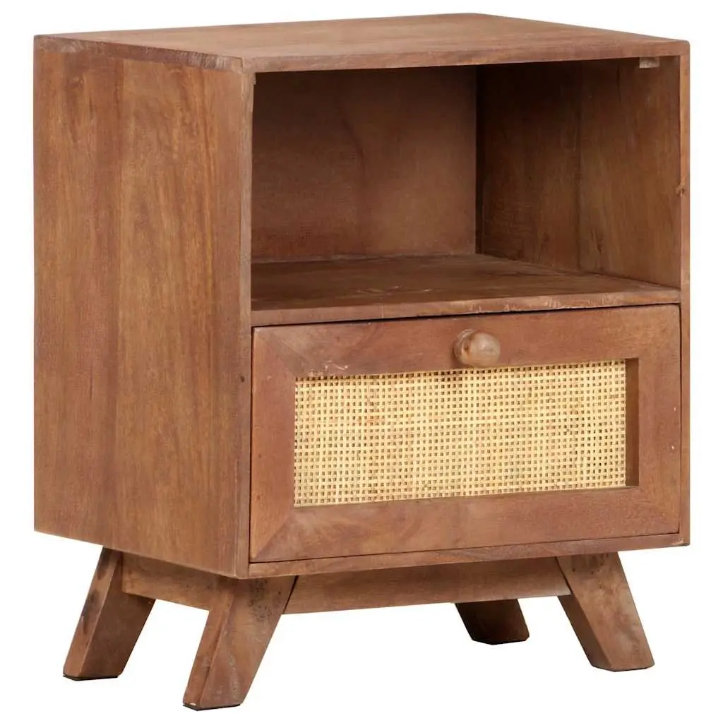 Bedside Cabinet 40x30x50 cm Solid Mango Wood Nightstand Drawer Shelf Brown