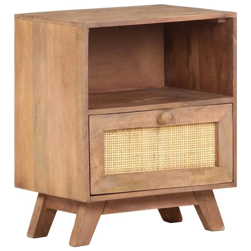 Bedside Cabinet 40x30x50 cm Solid Mango Wood Nightstand Drawer Shelf Brown