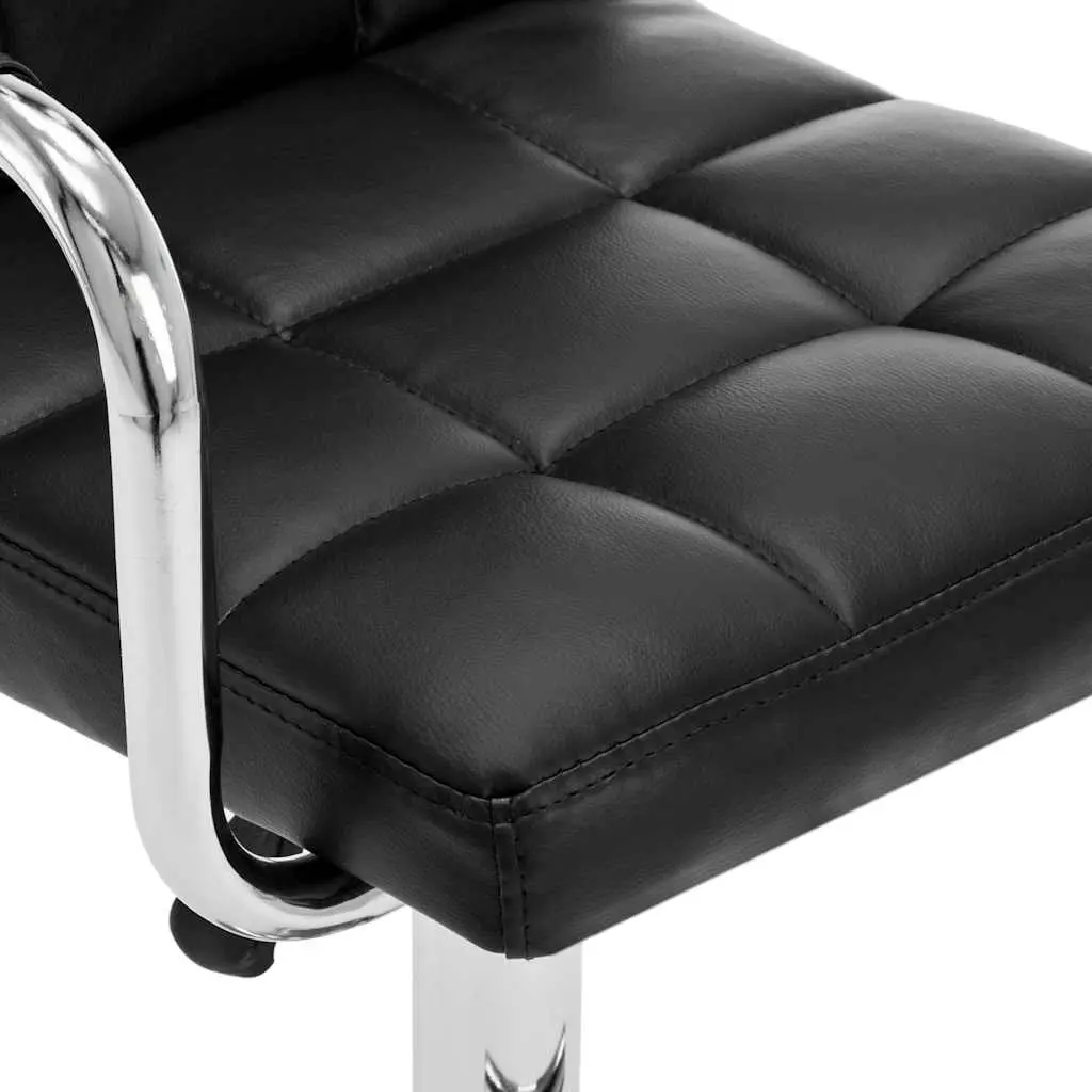 Bar Stools Set 2 pcs Black Faux Leather Adjustable Height Gas Lift Kitchen