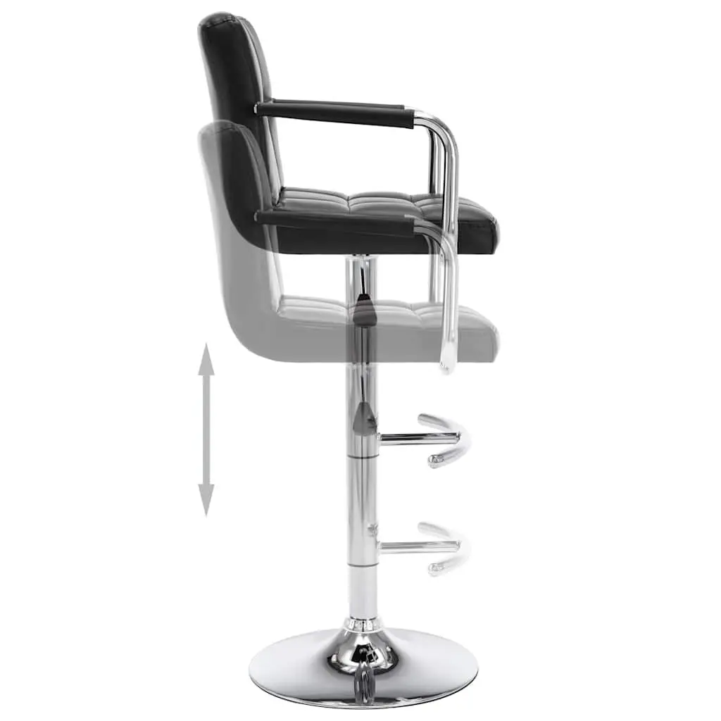 Bar Stools Set 2 pcs Black Faux Leather Adjustable Height Gas Lift Kitchen