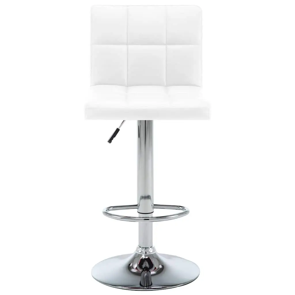 Bar Stools White Faux Leather Adjustable Height Gas Lift Chromed Steel 2 Piece
