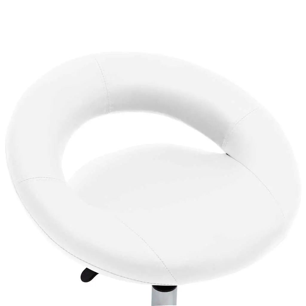 Office Chair White Faux Leather Curved Padded Backrest Swivel Adjustable Height