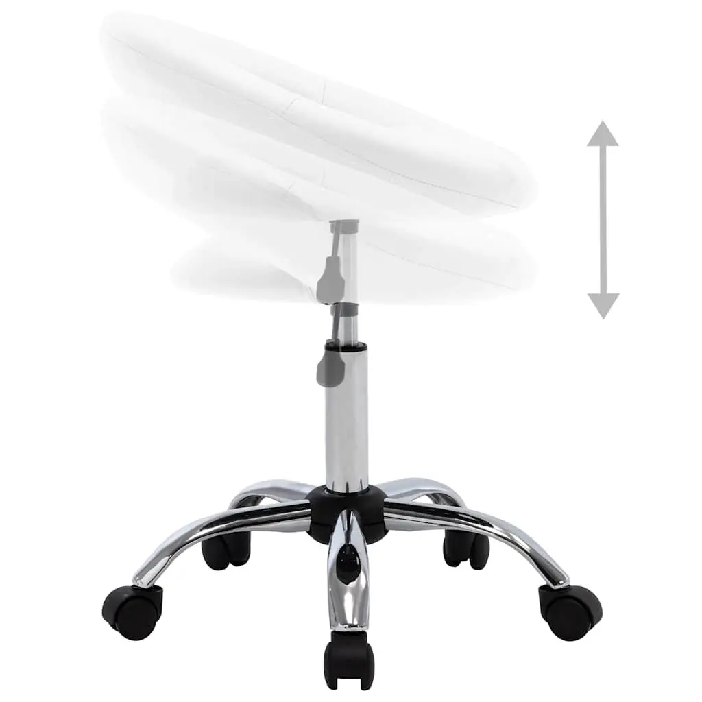 Office Chair White Faux Leather Curved Padded Backrest Swivel Adjustable Height