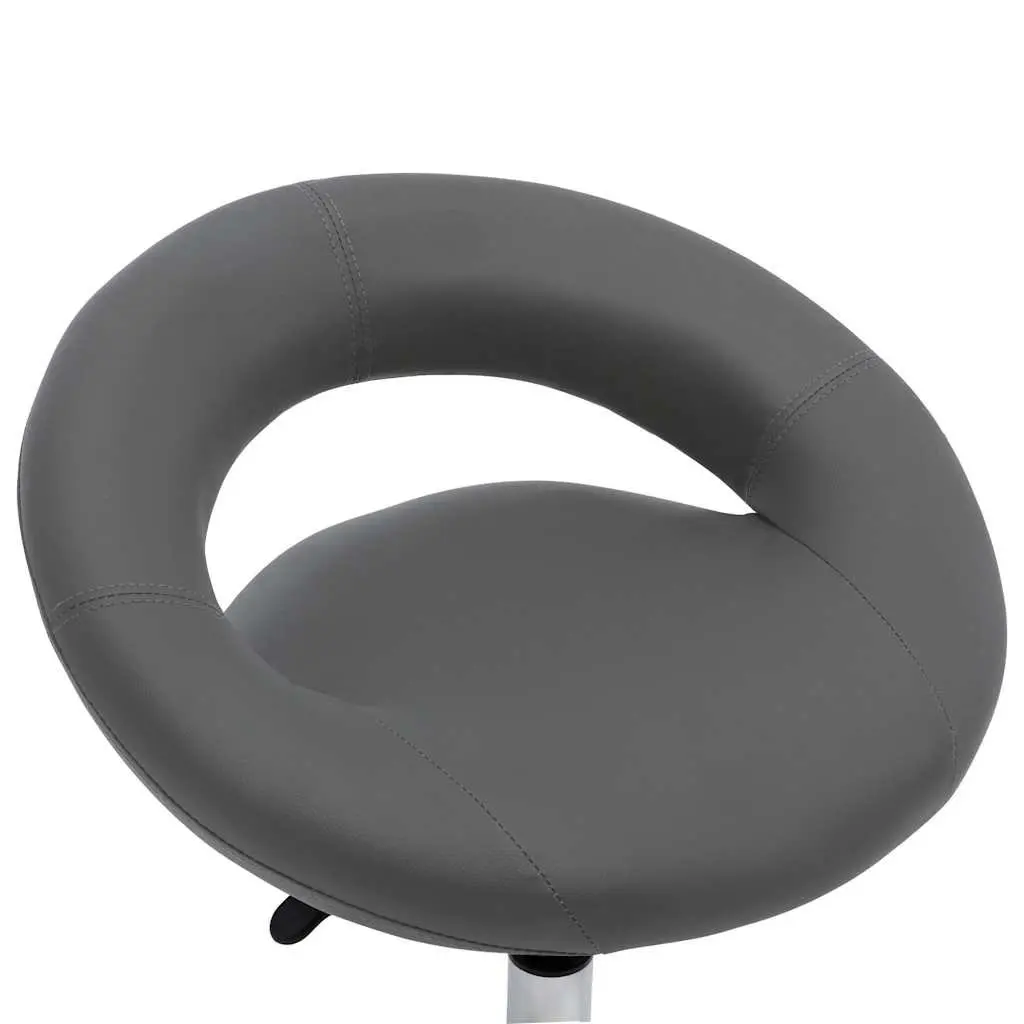 Office Chair Grey Faux Leather Padded Backrest Adjustable Height 360 Degree Swivel Wheels