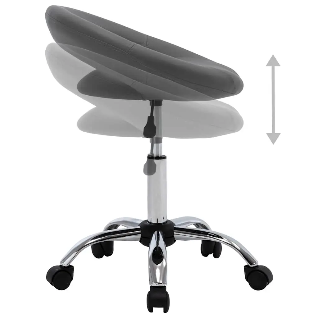 Office Chair Grey Faux Leather Padded Backrest Adjustable Height 360 Degree Swivel Wheels