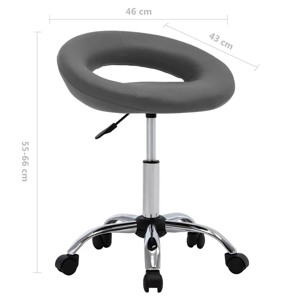 Office Chair Grey Faux Leather Padded Backrest Adjustable Height 360 Degree Swivel Wheels