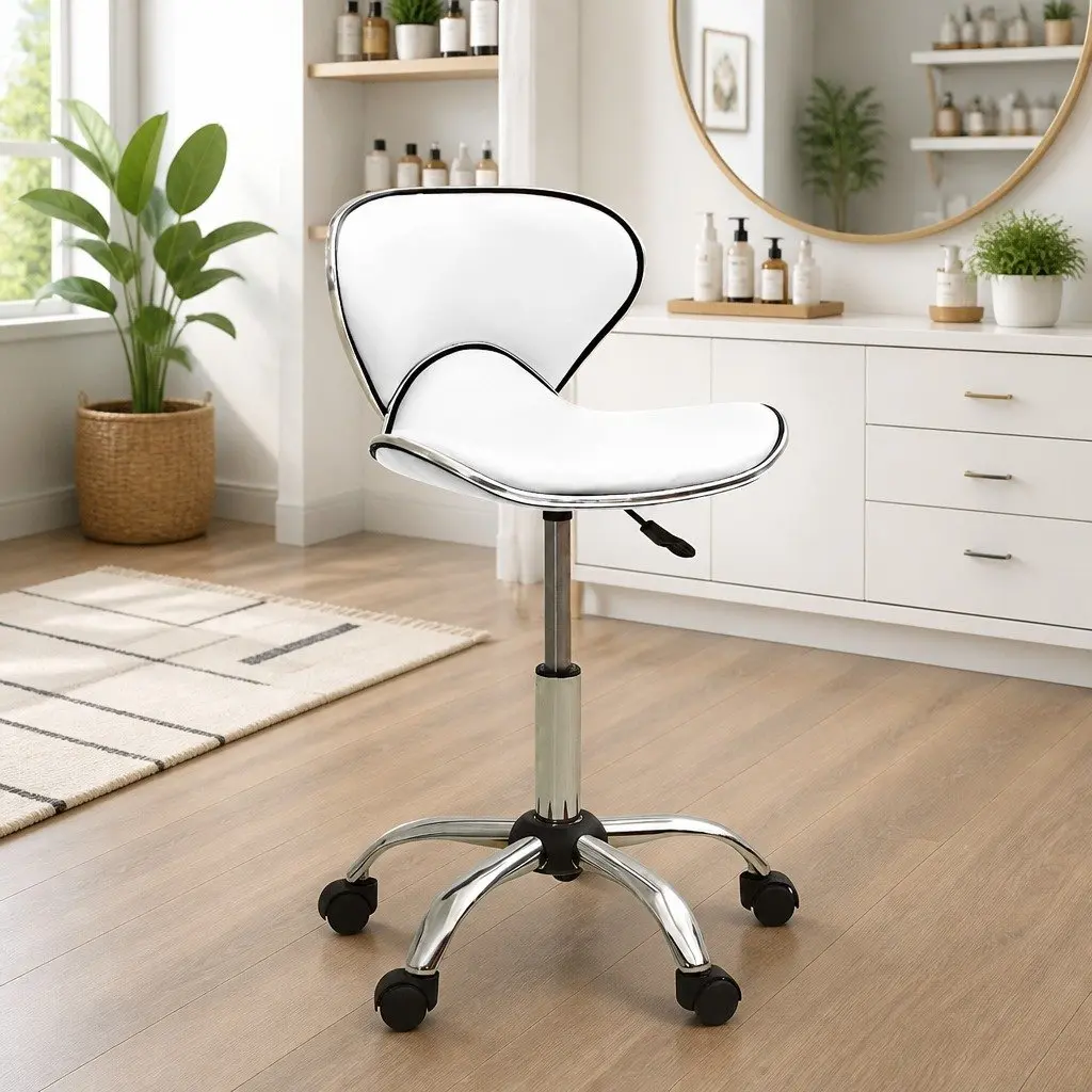 White Spa Stool with 360-Degree Swivel