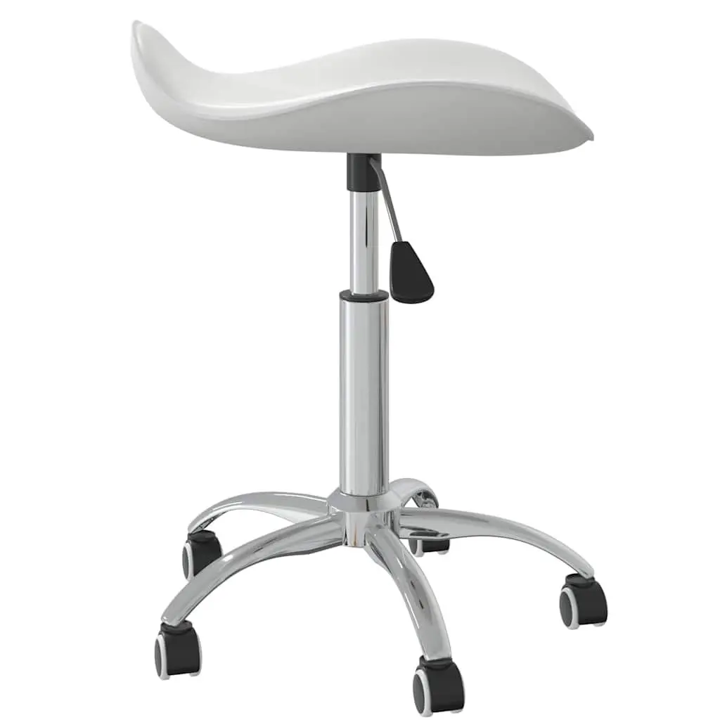 Salon Spa Stool White Faux Leather Height Adjustable Swivel Rolling Chair