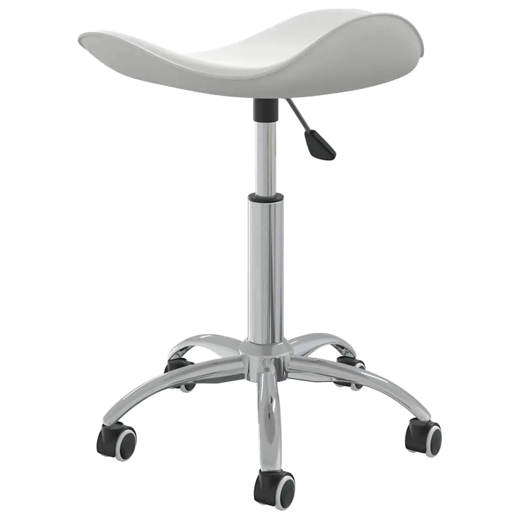 Salon Spa Stool White Faux Leather Height Adjustable Swivel Rolling Chair