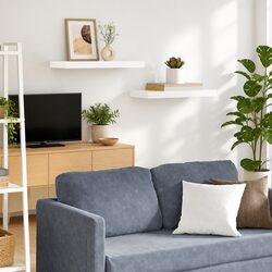 Set of 2 Floating Wall Shelves - High Gloss White Style