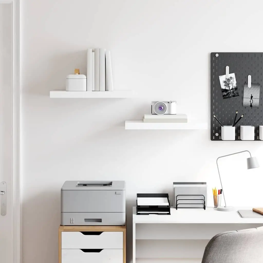 Floating Wall Shelves High Gloss White 50 x 23.5 x 3.8 cm 2 Piece Display Shelf Home Decor Storage
