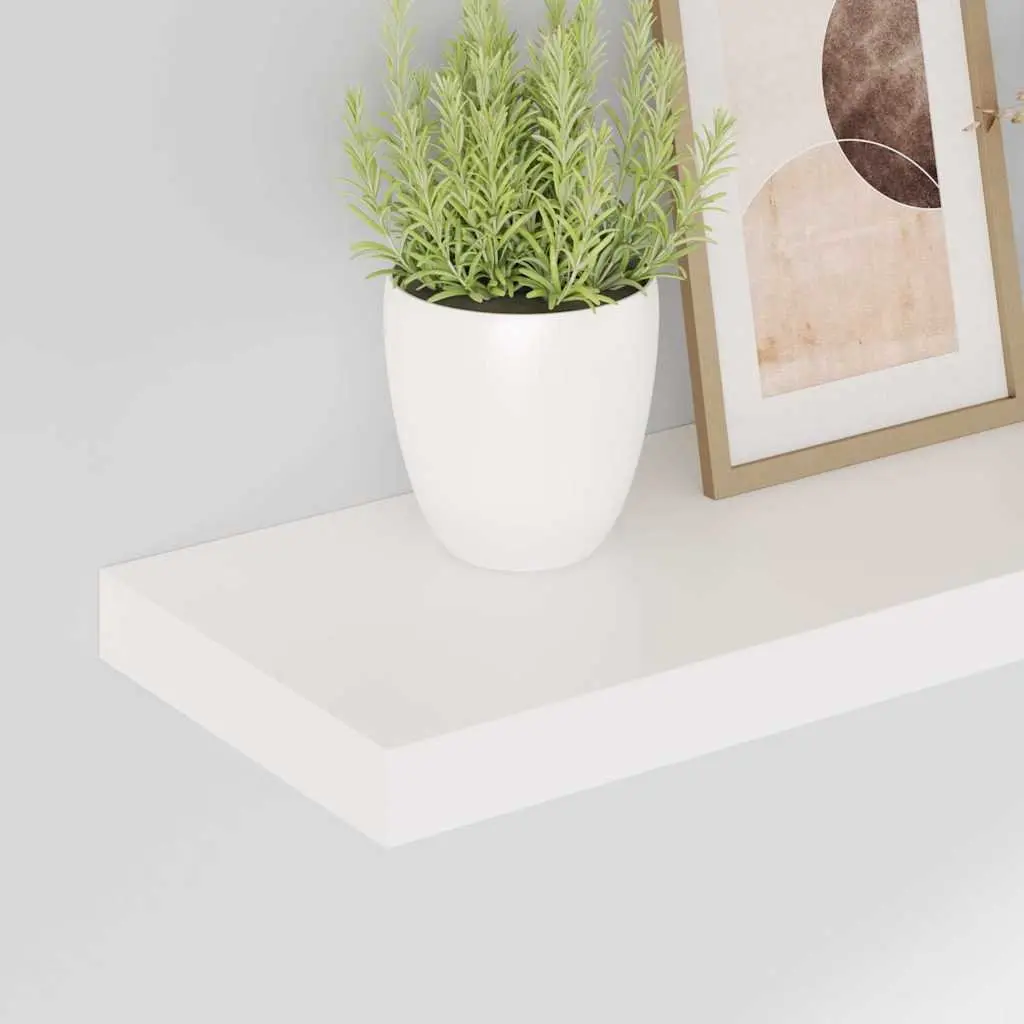 Floating Wall Shelves High Gloss White 50 x 23.5 x 3.8 cm 2 Piece Display Shelf Home Decor Storage