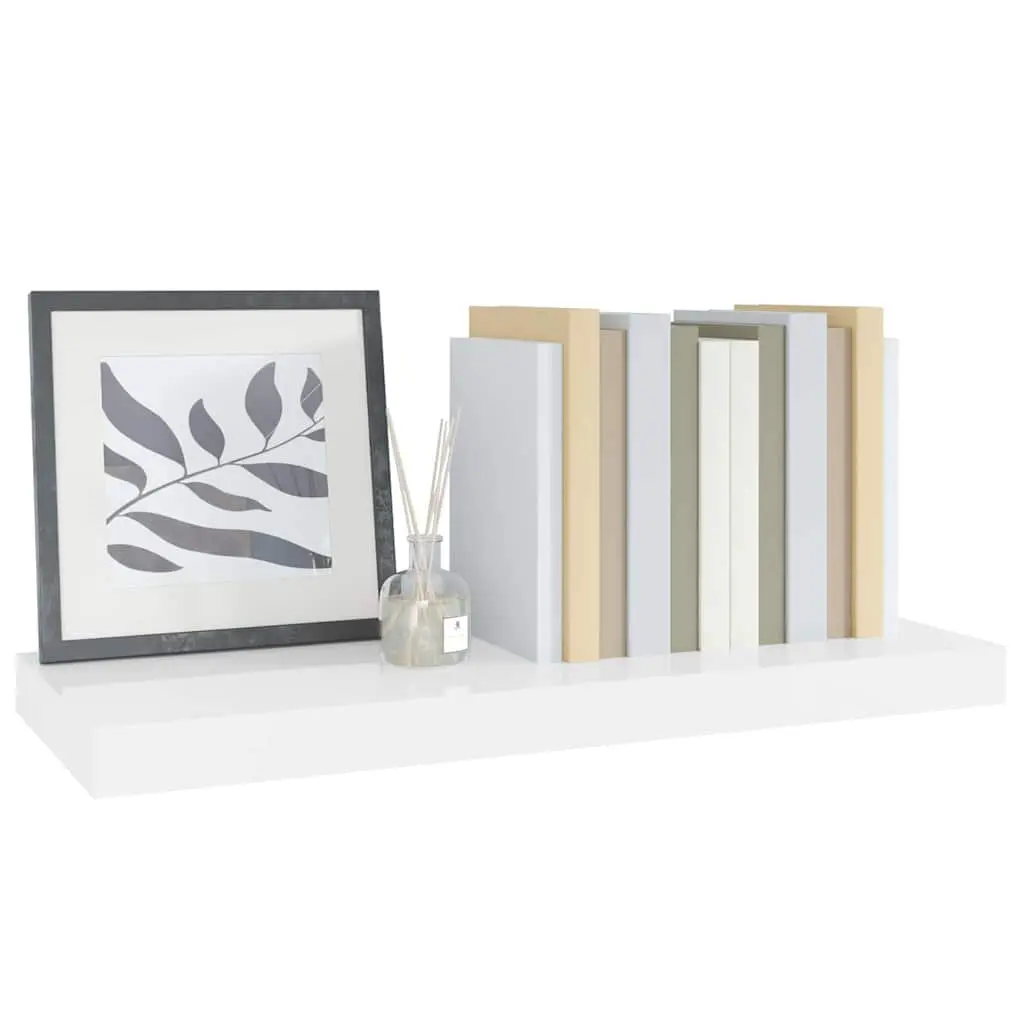 Floating Wall Shelf White High Gloss Display Ledge Storage Organizer Home Decor