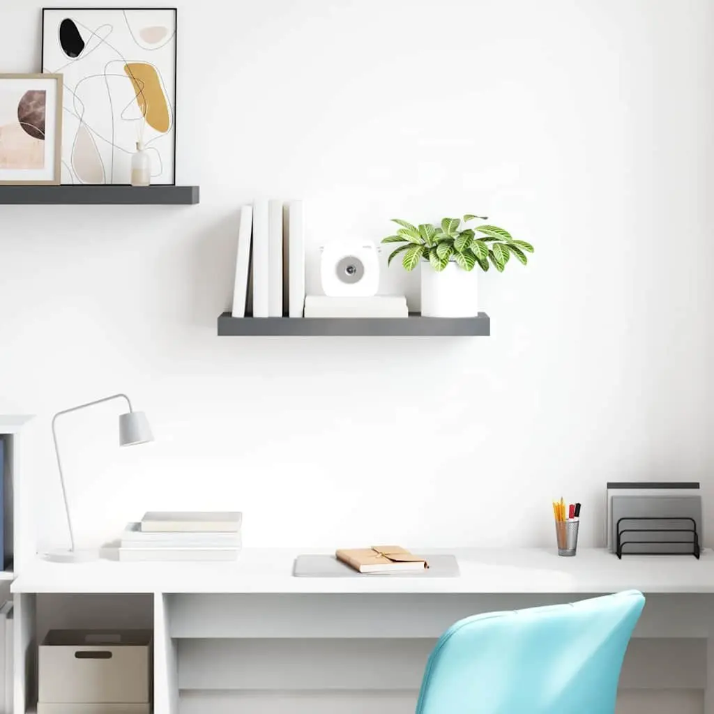 Wall Shelf Floating Display Grey Honeycomb MDF Metal Frame 60 x 23.5 x 3.8 cm