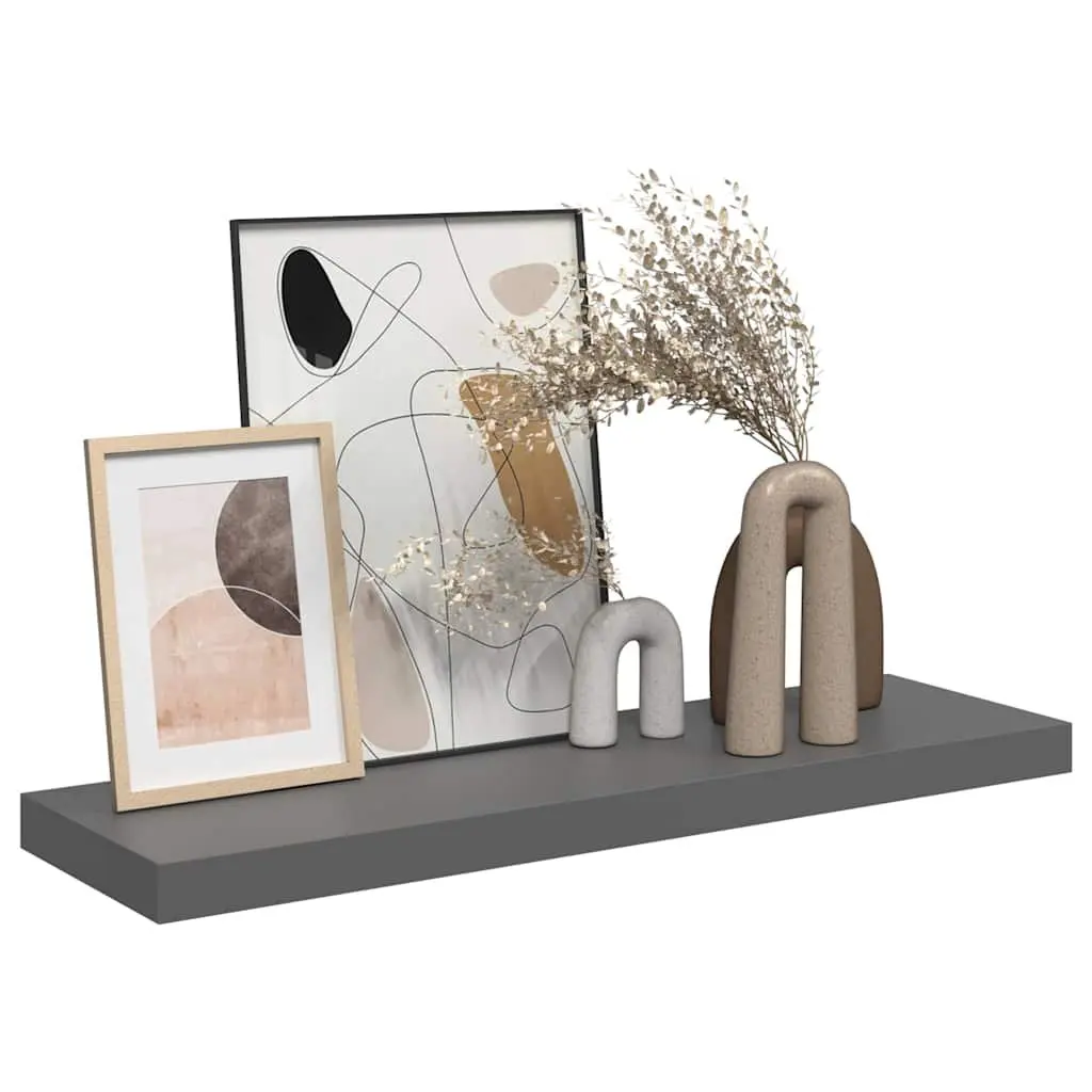 Wall Shelf Floating High Gloss Grey MDF Honeycomb Frame 80 x 23.5 x 3.8 cm