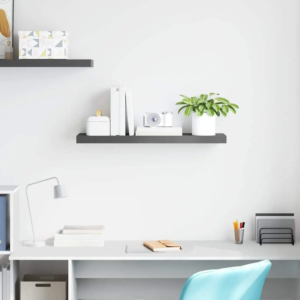 Wall Shelf Floating High Gloss Grey MDF Honeycomb Frame 80 x 23.5 x 3.8 cm