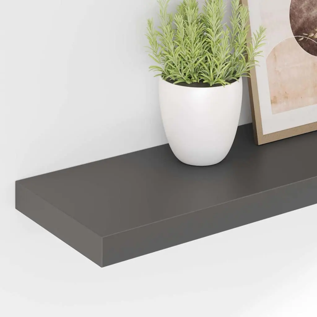 Wall Shelf Floating High Gloss Grey MDF Honeycomb Frame 80 x 23.5 x 3.8 cm