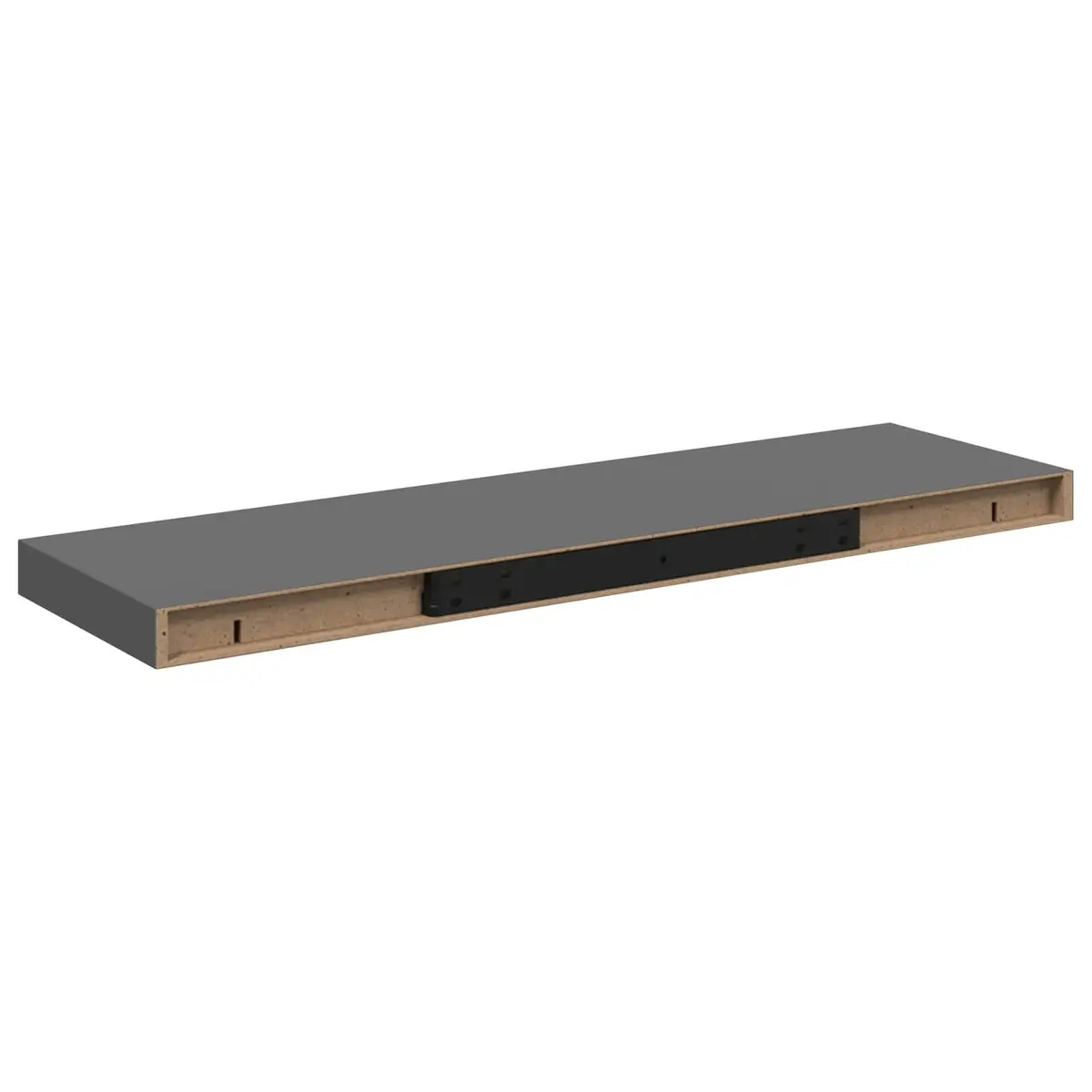 High Gloss Grey Floating Shelves 80x23.5x3.8cm 2 Piece Wall Mounted Display Shelf