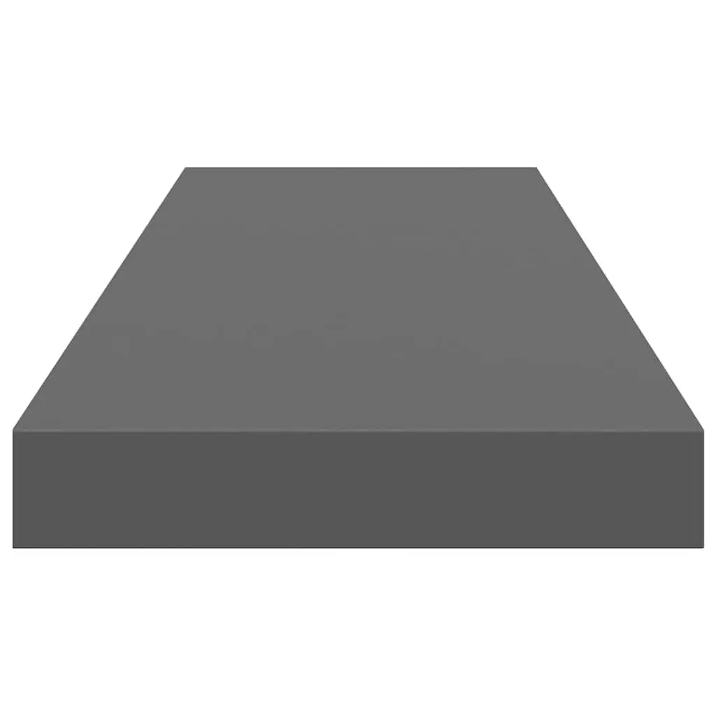 High Gloss Grey Floating Shelves 80x23.5x3.8cm 2 Piece Wall Mounted Display Shelf
