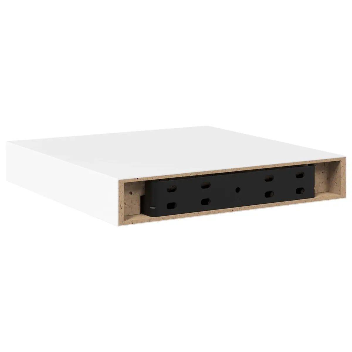 White Floating Wall Shelf Invisible Mount 23 x 23.5 x 3.8 cm Honeycomb MDF Frame