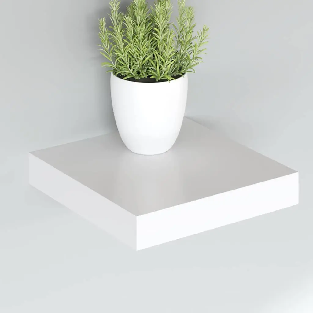 White Floating Wall Shelf Invisible Mount 23 x 23.5 x 3.8 cm Honeycomb MDF Frame