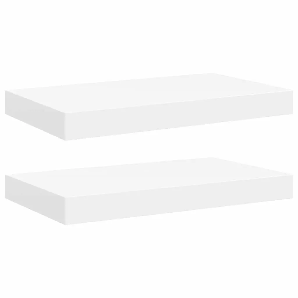 White Floating Wall Shelves Set of 2 Display Rack Storage Shelving Home Decor