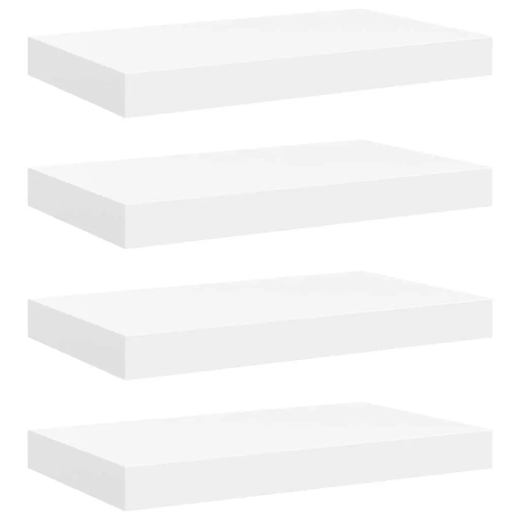 Floating Wall Shelves Set 4 Piece White Display Storage Ledges