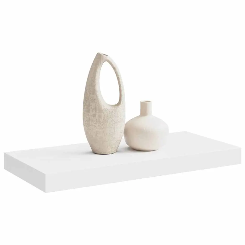 Floating Wall Shelf White Invisible Mounting System 50 x 23.5 x 3.8 cm