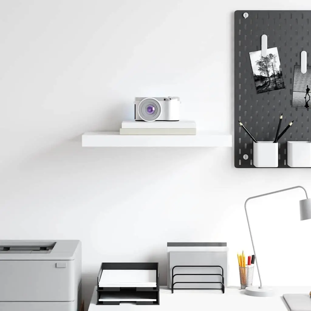 Floating Wall Shelf White Invisible Mounting System 50 x 23.5 x 3.8 cm