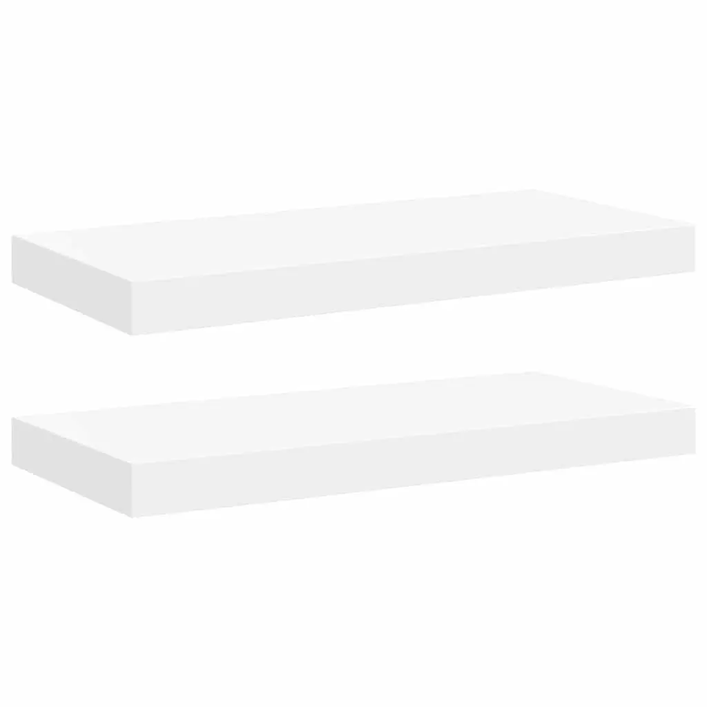 White Floating Wall Shelves 2 Piece Set Display Rack Home Decor Organiser 50cm