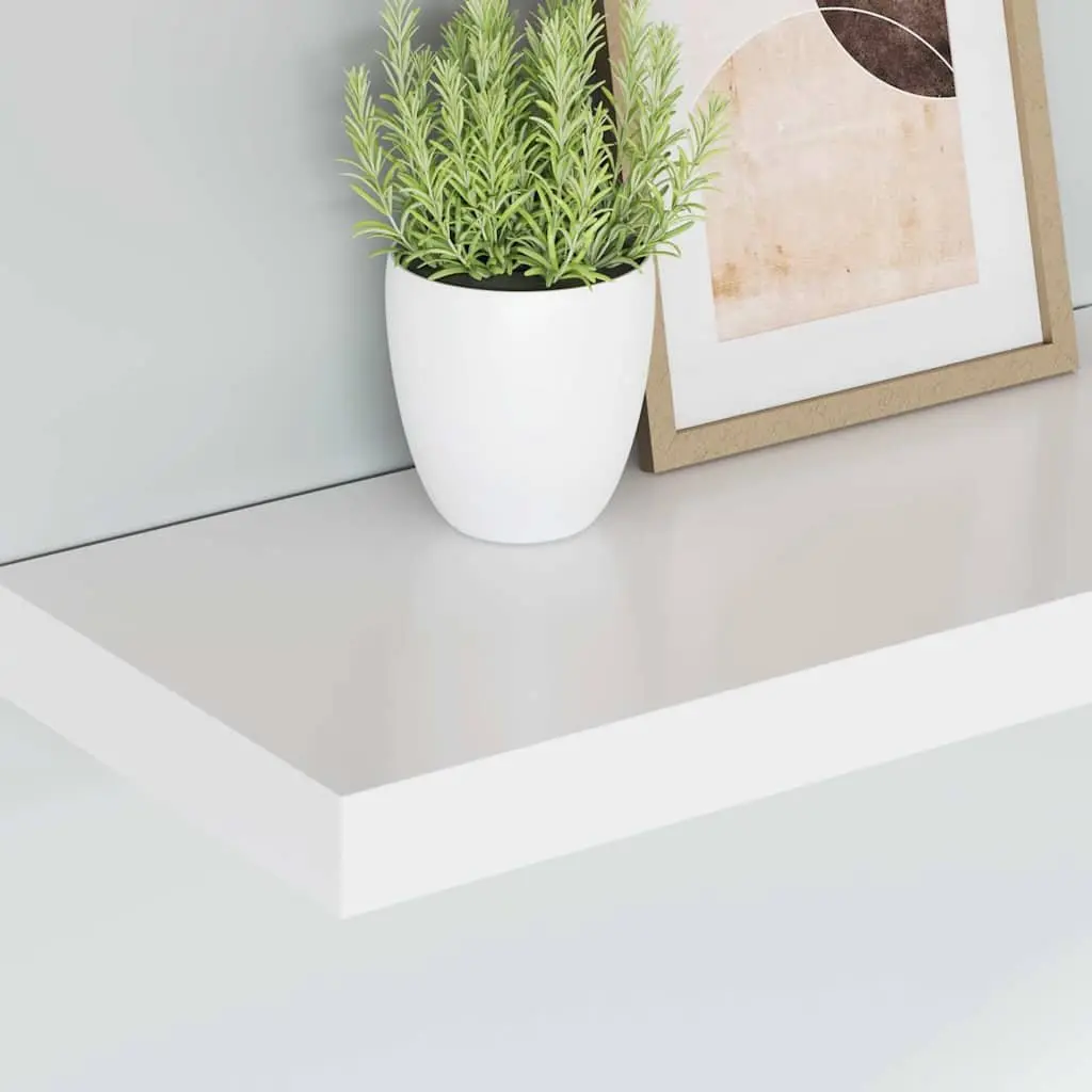 Floating Wall Shelves White 4 Piece Set Home Storage Organizer
